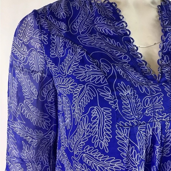Diane Von Furstenberg Sz 0 100% Silk Aria Tunic Dress Blue Geomtric Print - Picture 3 of 9